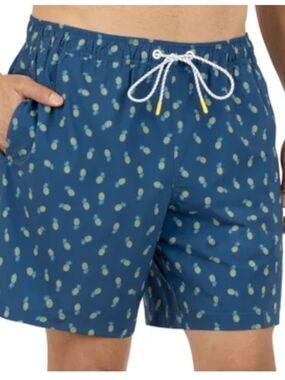 Bonobos Swim Trunks Blue Pineapple Mesh Liner UPF 50+ 7" Inseam, Size XXL, NWT